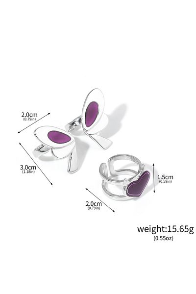 Choice resizable R00189 Game Character VALORANT Clove Cosplay Ring Set Metal Open Adjustable Butterfly Hear