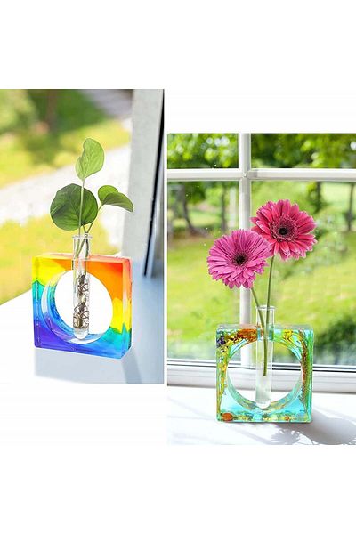 COLEESON flower vase resin mold, silicone, white, round, 14.2 x 13.3 x 7 cm