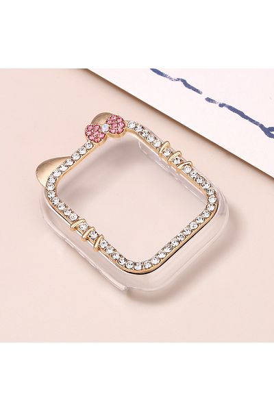 Choice Golden 40 Protective Case for Apple Watch Case 9/8/7 41mm 45mm Bling Rhinestone Women Bumper Frame C