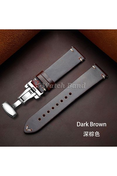 Choice 20mm B-DarkBrown Stitching Oil Wax Cowhide Strap for Omega 18/19/20/21/22/24mm Bracelet for Seiko Vi