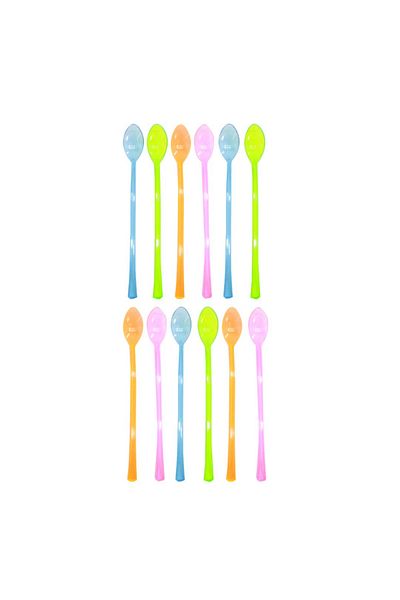 OEM Set of 12 colorful party spoons, reusable, plastic, 15.8 cm, 2260-20