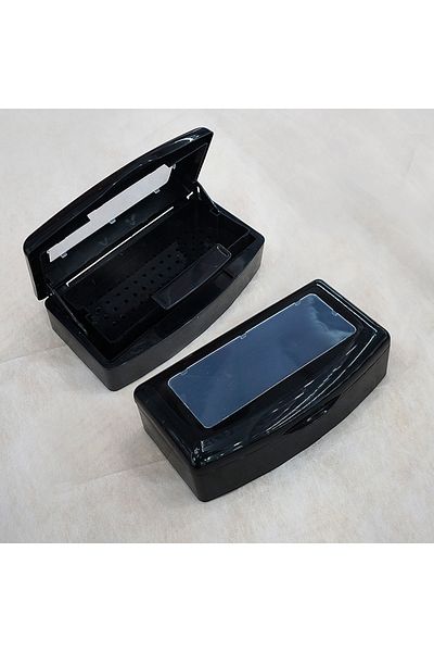 Choice black Nail Art Tool Sterilizer Tray, Clean Sterilizing Box Storage Organizer for Tweezers, Cuticle N