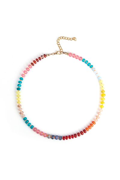 Choice MULTI Colorful Rainbow Stone Beaded Choker Necklace Summer Boho Beach Necklace Fashion Jewelry Gift