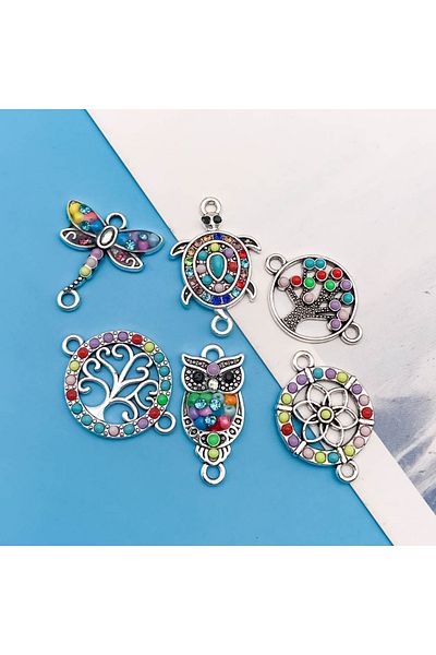 Choice SN385-Mix 5/6pcs Zinc Alloy Colorful European and American Style Small Pendants Charms Connectors Fo