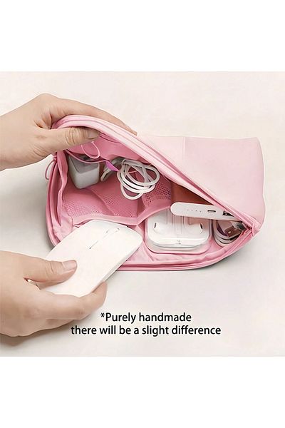 Choice Pink NEW Simple Cosmetic Bag Portable Multi-function Data Cable Storage Bag Travel Mobile Digital De