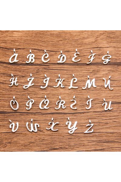 Choice A-Z 26PCS 26Pcs Mix Size Picture Color Metal Zinc Alloy English Letter A-Z Charms Fit Jewelry Pendan