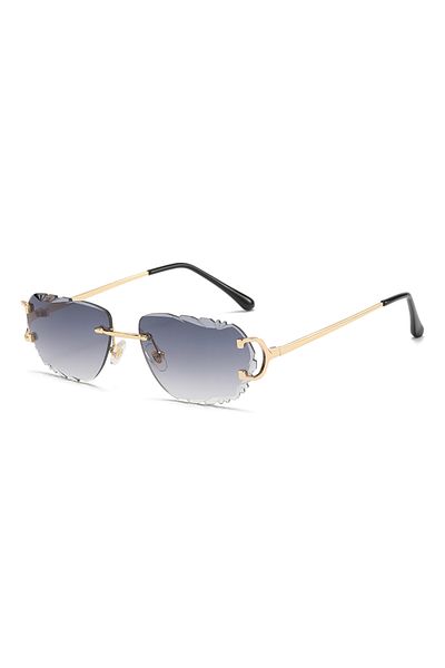 Choice GREY C1 Retro Sunglasses For Men And Women High-End Frameless Fashion UV400 Irregular Cut Lenses Wom