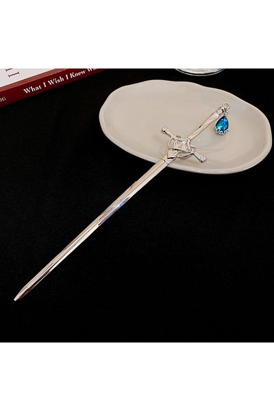 Choice 2 Creative Sword Ruby Pendant Hairpins Vintage Chinese Style Sword Hair Sticks Punk Hairpin Women T.