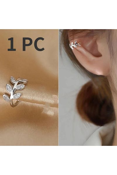 Choice S2-1Pc-Silvery 1Pc Hot Sale Cute Metal Leaf Earcuff Clips On Earring for Women Girls, No Fake Pierci