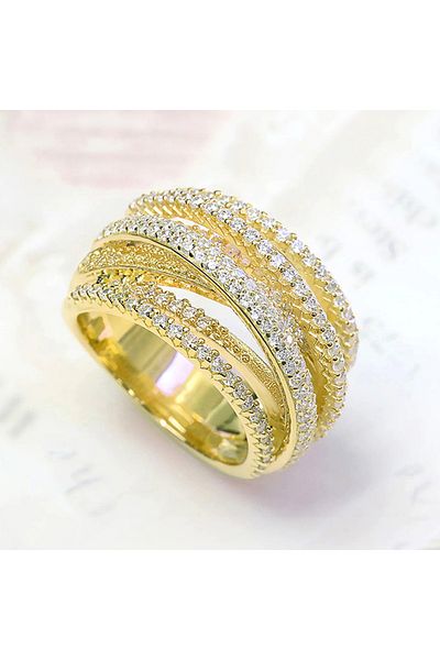 Choice 10 T0062 Huitan Multi Cross Rings For Women New Trendy Wedding Band Accessories Luxury Cubic Zirconi