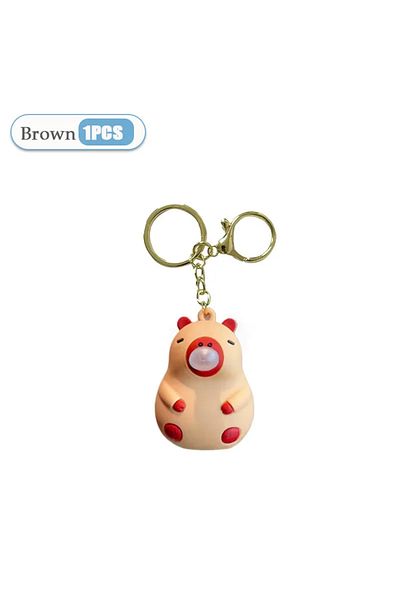 Choice Brown-1PC Capybara Doll Pinch Music Keychain Toys Squeeze Spit Bubble Decompression Toy Children's S