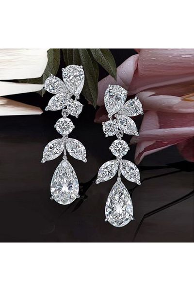 Choice E2327 Huitan Aesthetic Design Women's Dangle Earrings with White Cubic Zirconia Wedding Engagement B