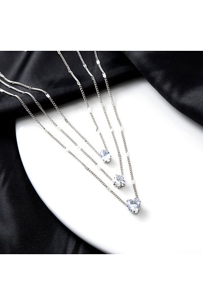 Choice X0872-2 1Pc Multi-layered Dainty Light Luxury Water Drop Love Heart Star Set Chain Pendant Metal Col