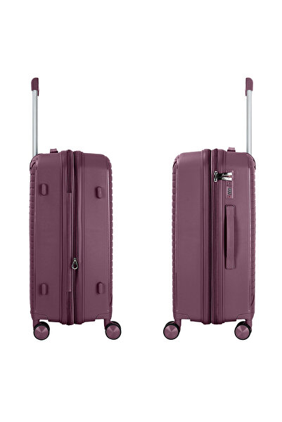 Senator Unisex Expandable Hard Case Medium Checked Luggage Lightweight Fashion Trolley Luggage KH1006 Purple