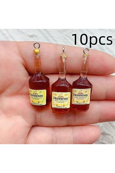 Choice BROWN 10Pcs/Lot Resin Simulation 3D Alcohol Bottle Charm Pendant For Earring KeyChain Diy Jewelry Ma