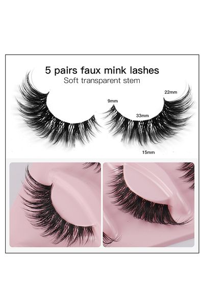 Choice 0.10mm 5 Pairs Cat Eye Lashes Faux Mink Eyelashes Natural long Manga Lashes Winged End Eye Elongated