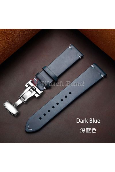 Choice 22mm B-DarkBlue Stitching Oil Wax Cowhide Strap for Omega 18/19/20/21/22/24mm Bracelet for Seiko Vin