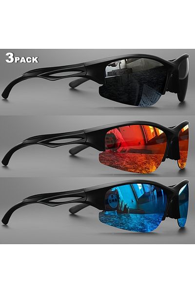 Choice 3PC Black Red Blue 1PCS/3PCS polarized sports sunglasses half-frame men's and women's outdoor sturdy