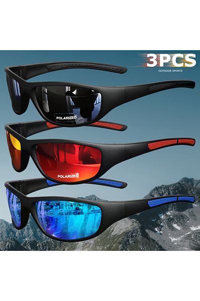 Choice 3PCS-3 1/3PCS Polarized Sports Sunglasses Set High-Quality Photochromic Wraparound Lenses for Cyclin