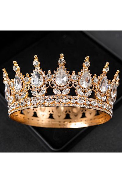 Choice Gold Baroque Crystal Tiaras And Crowns Rhinestone Prom Diadem Headband Crown Bridal Wedding Hair Acc