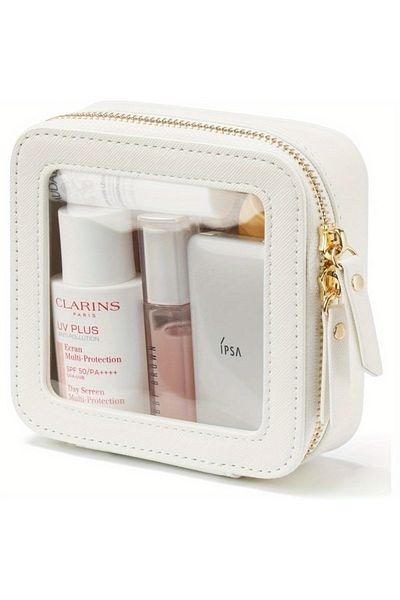 Choice White Small Cosmetic Bag for Purse Mini Makeup for Cute Clear Pouch Travel Organizer Case for Toile