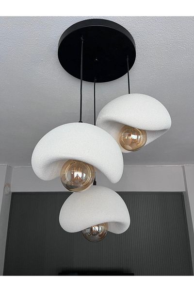 EDESİNG Moon Light Evo 3-Piece Pendant Lamp Chandelier Rustic E27 Modern Chandelier Bohemian Concrete Appearance