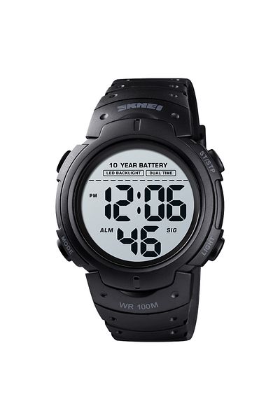 Skmei Black Military Watch Sports Fitness Watches 100M Waterproof Digital Wrist Watch For Men 10 Yea