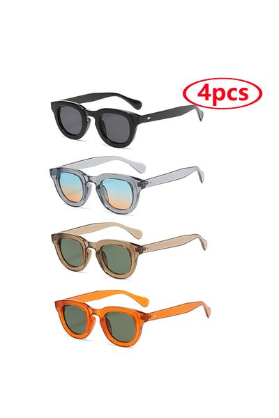 Choice 4pcs green New Sunglasses Oval Frame Thick Frame Personality Fashion Multi color Sun Glasses Classic