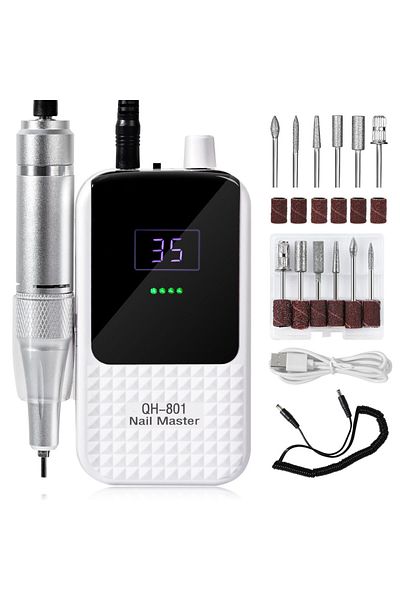 Choice USB DMJ-801-White 45000 RPM Portable Electric Drill Set Professional Nail Drill Machine Rechargeable