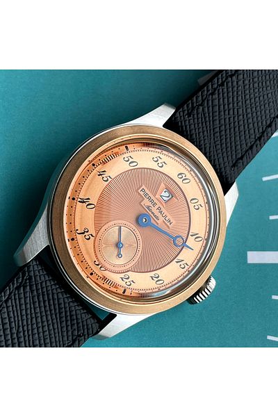 Choice Salmon Pierre Paulin Jumping Hour Watch for Men Bronze Ring Vintage Salmon Dial Automatic Watches Re