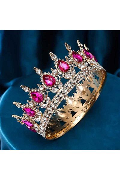 Choice Rose Red Baroque Crystal Tiaras And Crowns Rhinestone Prom Diadem Headband Crown Bridal Wedding Hair
