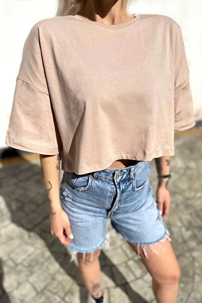 Lider Leather Tricou crop oversize de damă