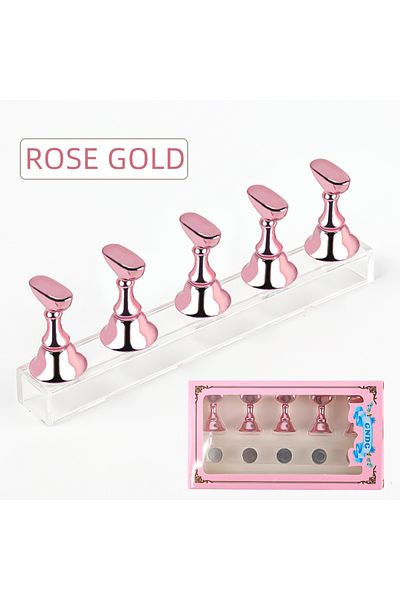 Choice Rose Gold 5pcs 5pcs Nail Holder False Nail Tip Practice Stand Crystal Base Magnetic Holder Nail Art