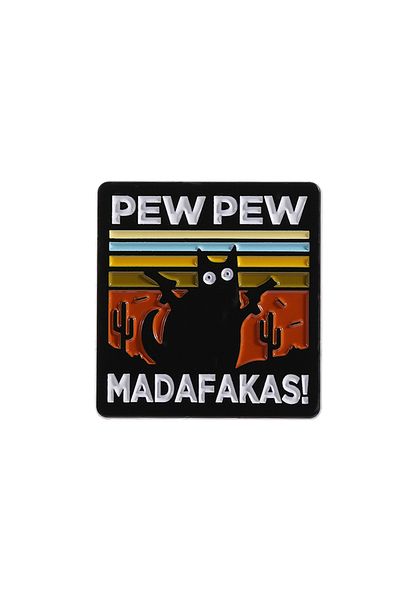 Choice Style 9 Cartoon Black Cat Enamel Pins PEW PEW MADAFAKAS Big Eyes Kitten Cute Animal Brooches Lapel