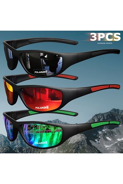 Choice 3PCS-2 1/3PCS Polarized Sports Sunglasses Set High-Quality Photochromic Wraparound Lenses for Cyclin