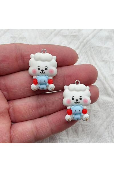 Choice COLOR 7 10Pcs Cartoon Animal Resin Charms Kawaii DIY Decor Accessories Earring KeyChain Necklace Tri