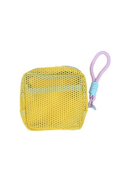 Choice yellow Women's Makeup Pouch Reusable Multi-purpose Square Toiletry Bag Handle Mesh Zipper Bags Ligh
