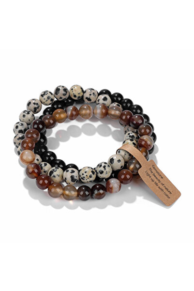 Choice سوار نسائي من حجر الجمشت متعدد الطبقات، خرز كريستال شبه ثمين من الحجر الطبيعي، مقاس 8 مم - 19 سم، مختلط الألوان