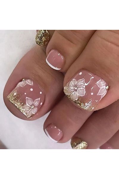 Choice Red 24pcs Glitter Crystal French Press On Toenails Diamond Decor False Toe Nails Square Head Artific