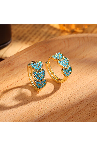 Choice3 Gold Color F ZAKOL Luxury Turquoise Hoop Earrings for Women Temperame...