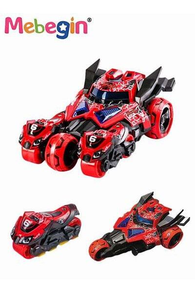 MEBEGIN 3-in-1 Transformer Electric Toy, Ejection Chariot Pull-back Alloy Car with Light and Music