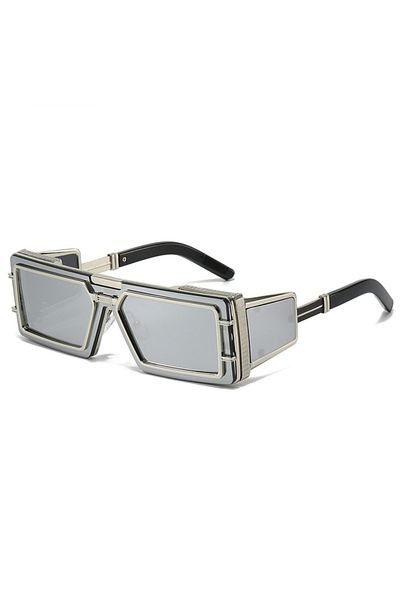 Choice GRAY New fashion sunglasses men's future technology advanced metal square punk wind sunglasses ins p