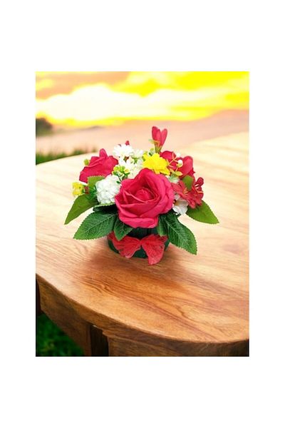 OEM Artificial Flower Arrangement in Wooden Box 21cmx12cmx25cm