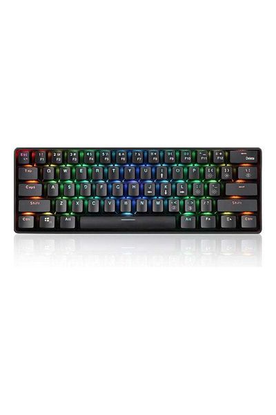 fun zone 61 Keys Usb Wired 2.4g Wireless Dual Mode Mechanical Keyboard With RGB Effect Black