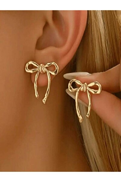 Choice زوج واحد من أقراط الأذن الأنيقة المصنوعة من الذهب الأصفر على شكل عقدة ...