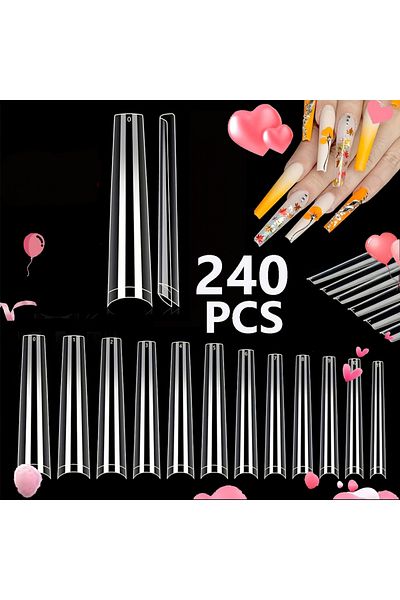 Choice army green 240PCS Short Almond Nail Tips Soft Gel Pre-Shaped Acrylic Nail Tips Half Matte Full Cover