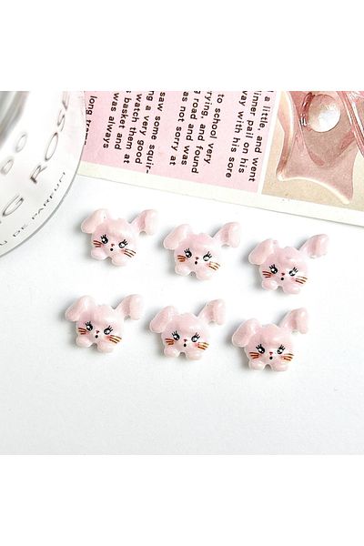 Choice Pink Rabbit 30PCS 30PCS Kawaii Cartoon Cat Resin Nail Charms Adorable Luminous Colorful Rabbit Nail