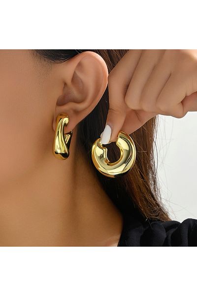 Choice Bronze AYAYOO Metallic Color Acrylic Chunky C-shape Hoop Earrings for Women New Irregular Geometric