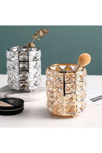 Choice gold New crystal brush holder European style crystal pen holder makeup brush storage crystal bucket