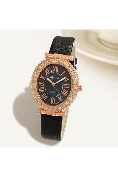 Choice Black Women's Watch Quartz Fashion Wristwatch Women Pu Leather Watches Ladies Clock Festival Gift Va